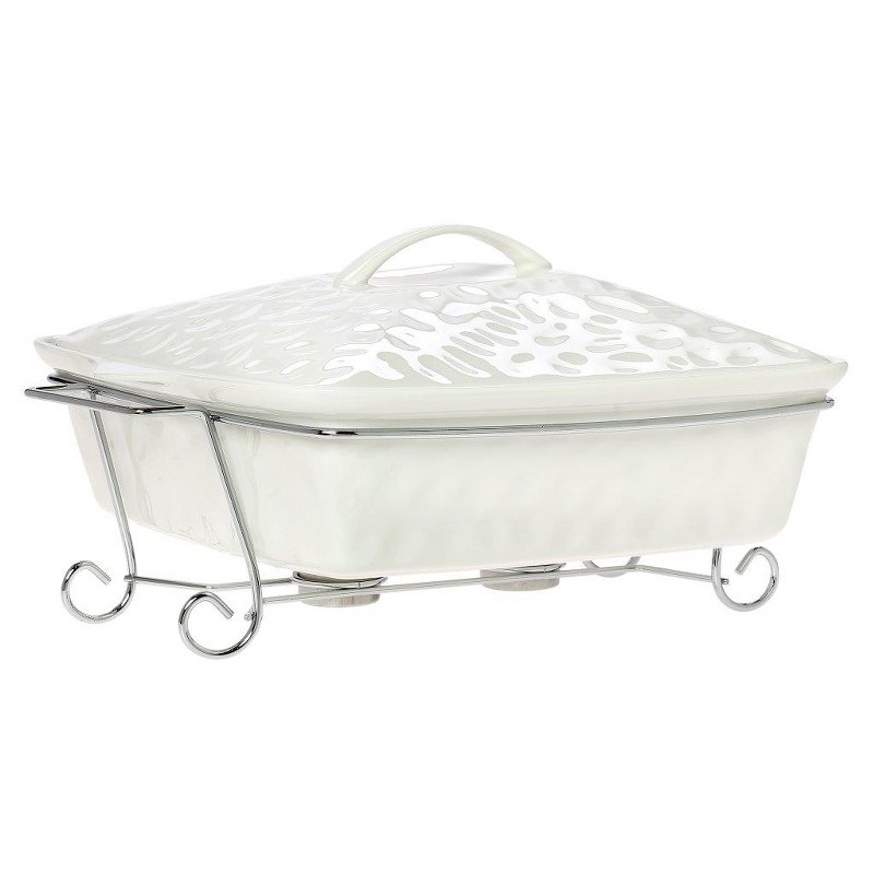 Γάστρα Πυρίμαχη Τετράγωνη Με Καπάκι 38εκ. Punto CRYSPO TRIO 26.000.57 (Υλικό: Πορσελάνη Decore, Χρώμα: Λευκό) - CRYSPO TRIO - 26.000.57